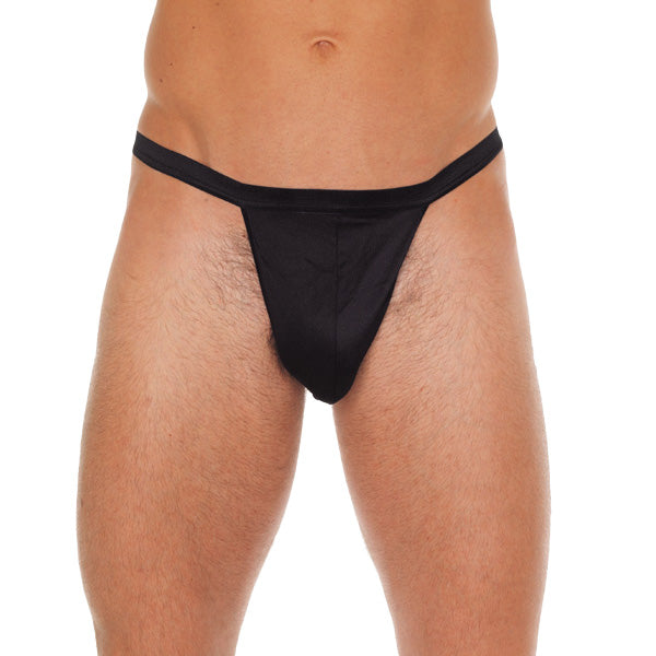 GString droit noir pour homme avec pochette noire