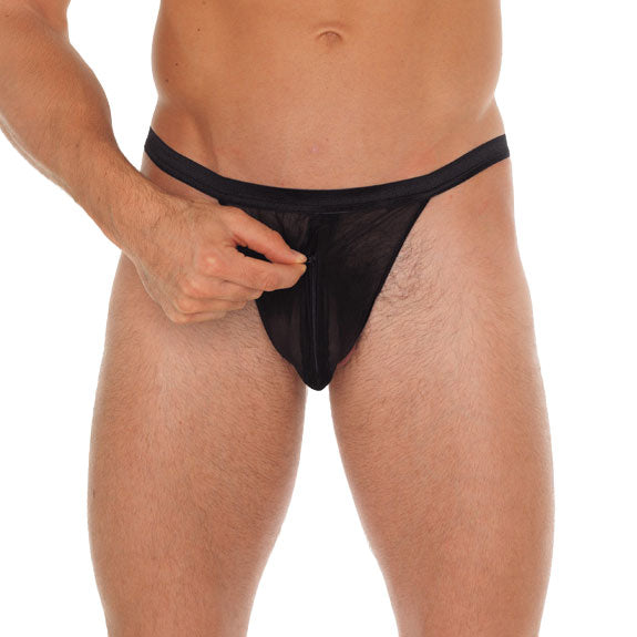 Tanga negro para hombre con bolsa