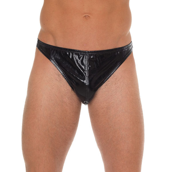 Hommes Noir Brillant GString