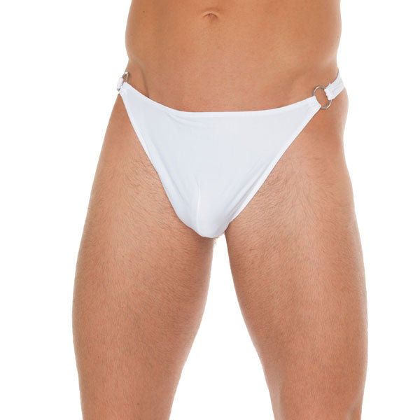 String blanc pour homme avec connecteurs en métal