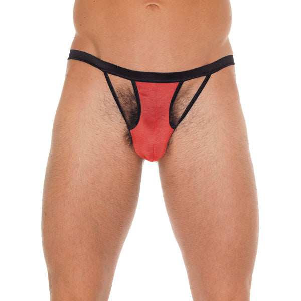 Tanga negro para hombre con bolsa roja