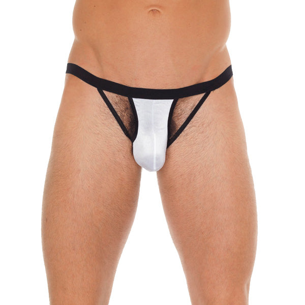 Tanga negro para hombre con bolsa blanca