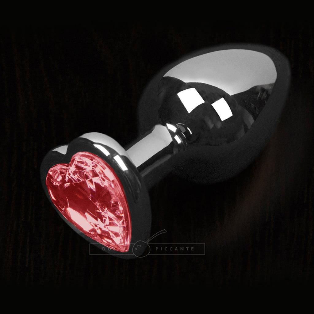 Dolce Piccante Silver Style Petit Plug Anal Coeur Rouge Gemme