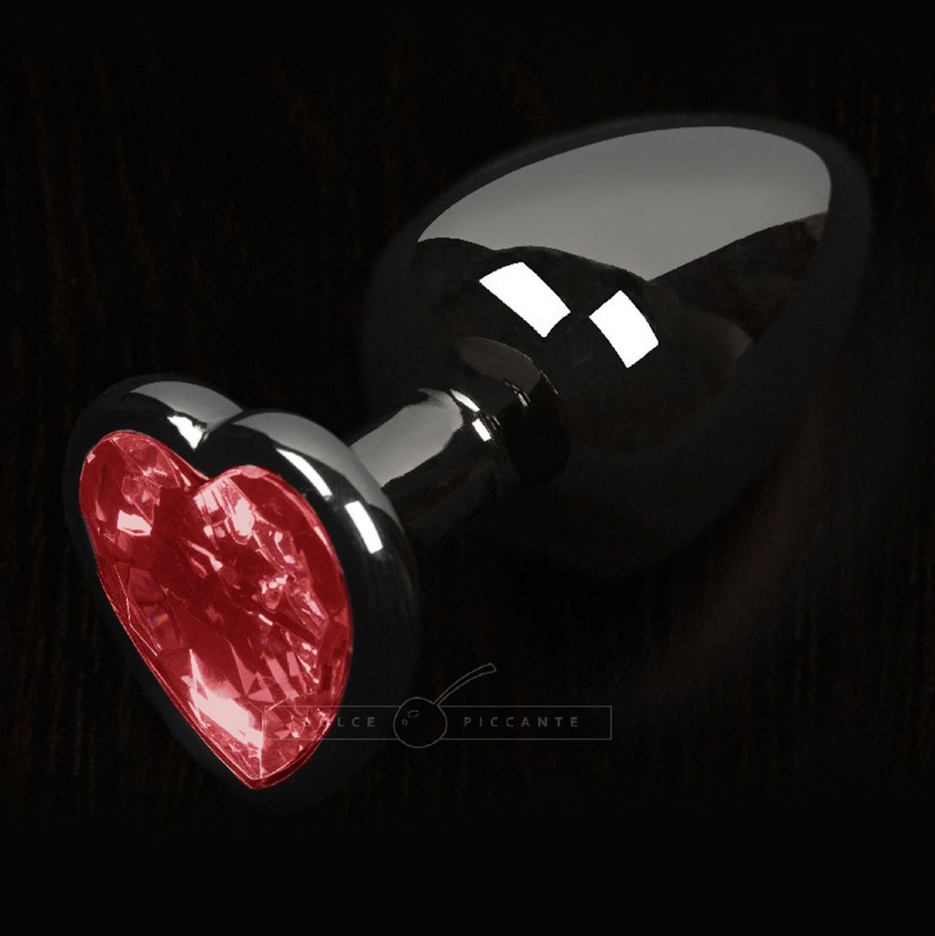 Dolce Piccante Style Graphite Petit Plug Anal Coeur Rouge Gemme