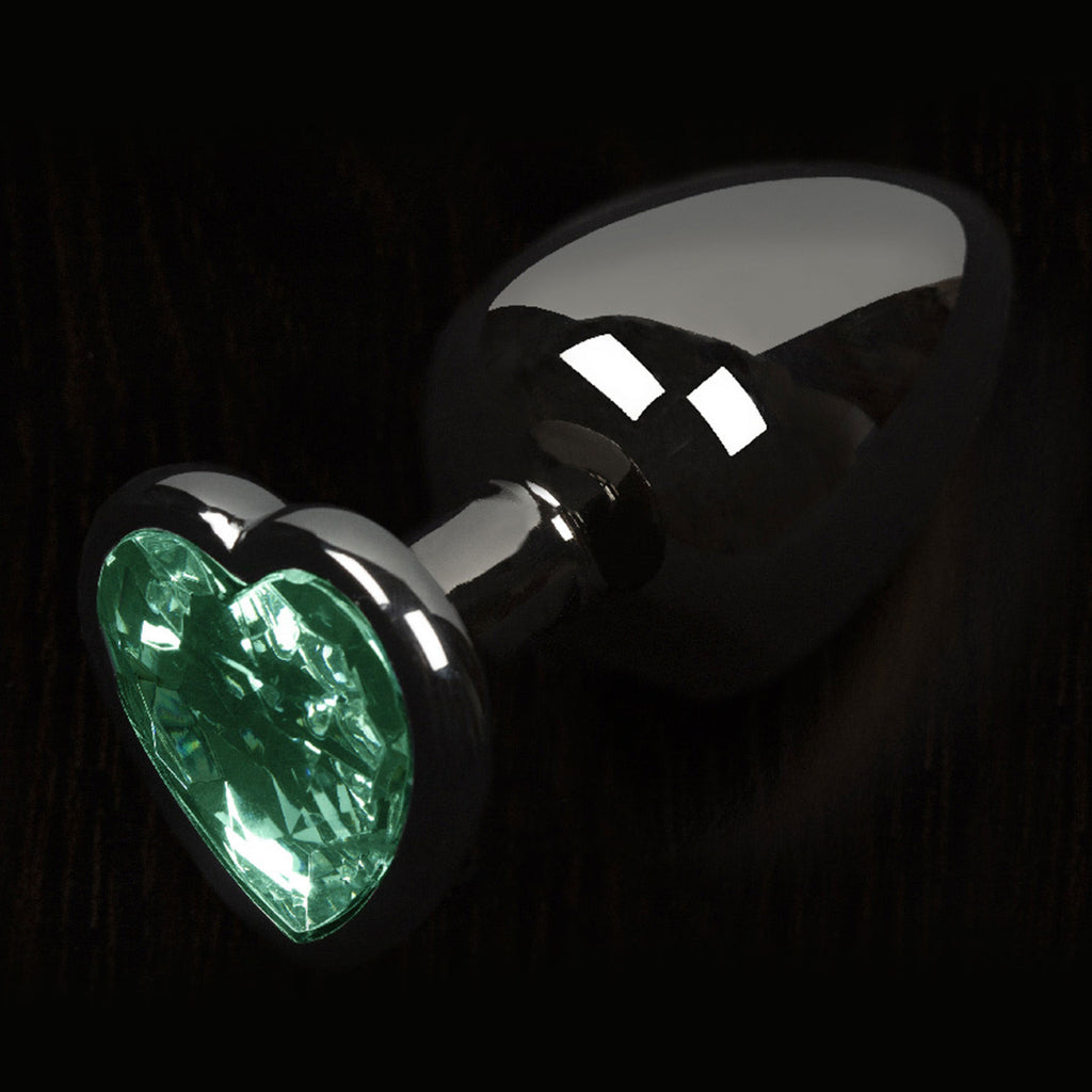 Dolce Piccante Graphite Style Petit Butt Plug Vert Coeur Gemme