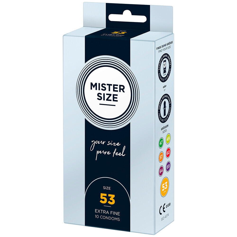 Lot de 10 préservatifs Mister Size 53 mm Your Size Pure Feel