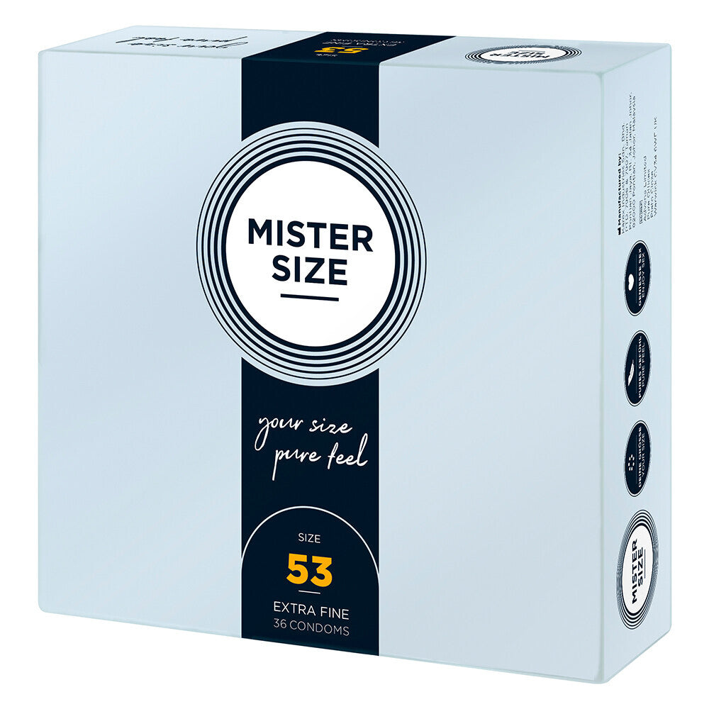 Lot de 36 préservatifs Mister Size 53 mm Your Size Pure Feel