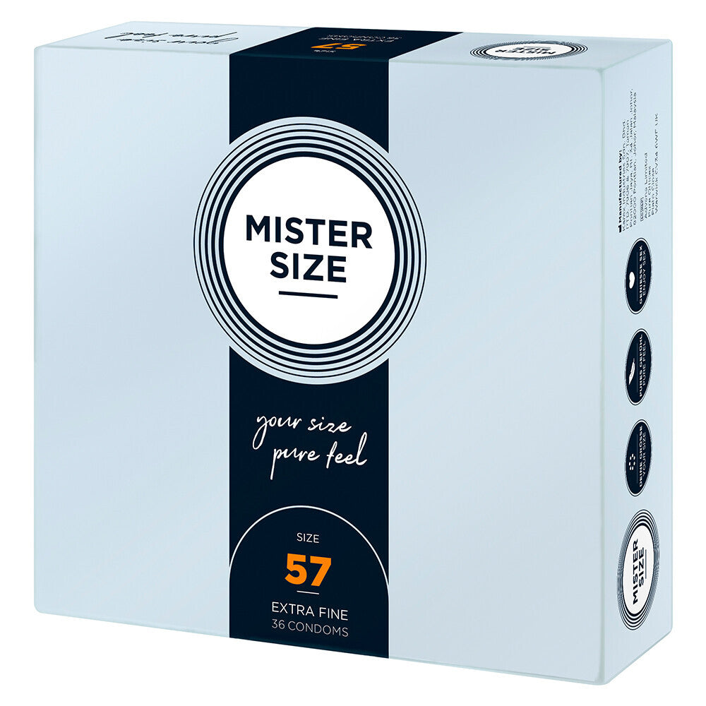 Lot de 36 préservatifs Mister Size 57 mm Your Size Pure Feel