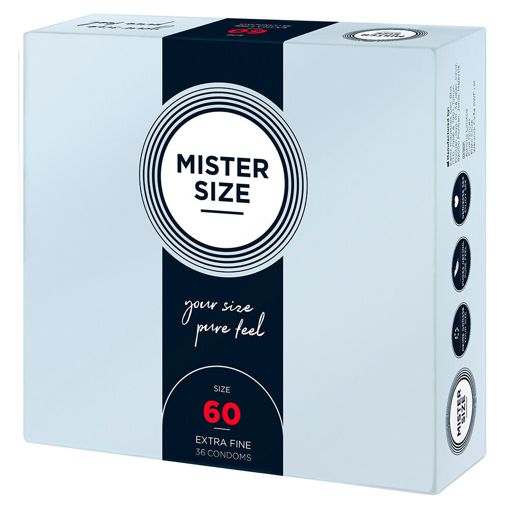 Lot de 36 préservatifs Mister Size 60 mm Your Size Pure Feel