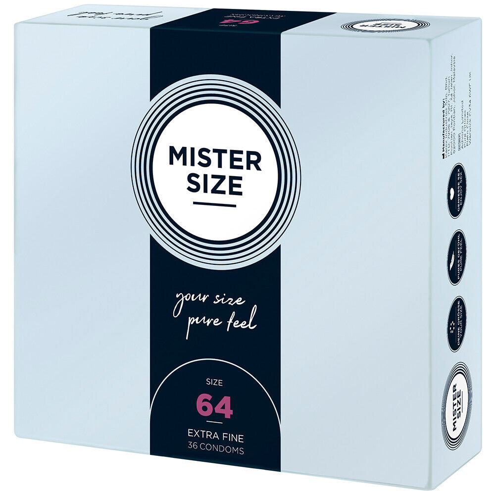 Lot de 36 préservatifs Mister Size 64 mm Your Size Pure Feel