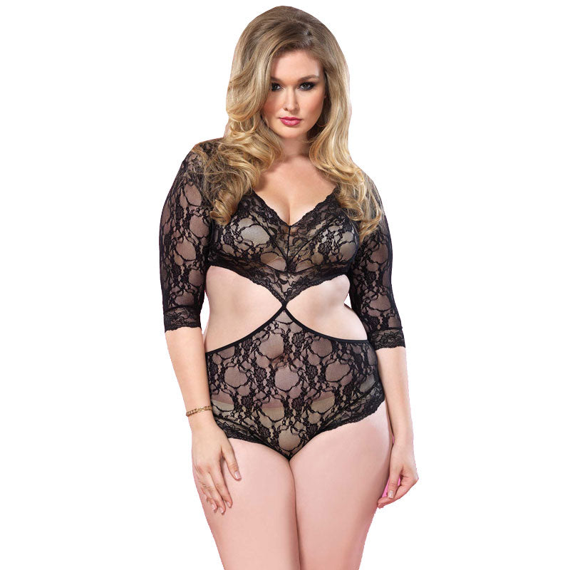 Leg Avenue Teddy en dentelle florale découpée UK 14 à 18