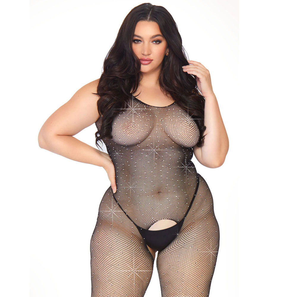 Leg Avenue Crystalized Net Bodystocking Plus Size UK 14 à 18