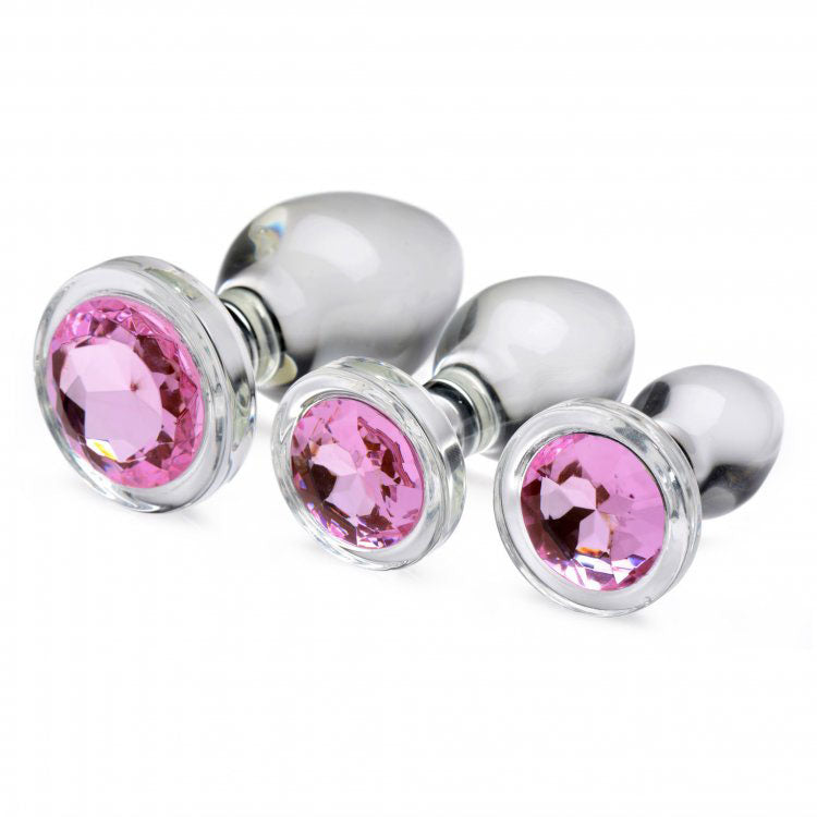 Juego de tapones anales XR Pink Gem Glass