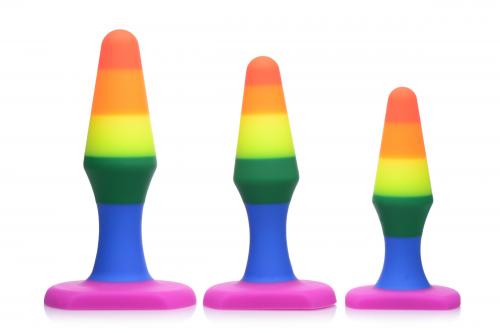 Rainbow Silicone 3-Piece Anal Plug Set