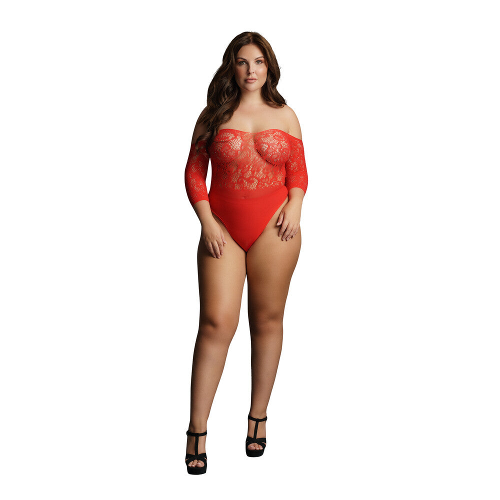 Le Desir Crotchless Strass Teddy Rojo UK 14 a 20