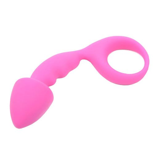 Plug anal courbé confort en silicone rose