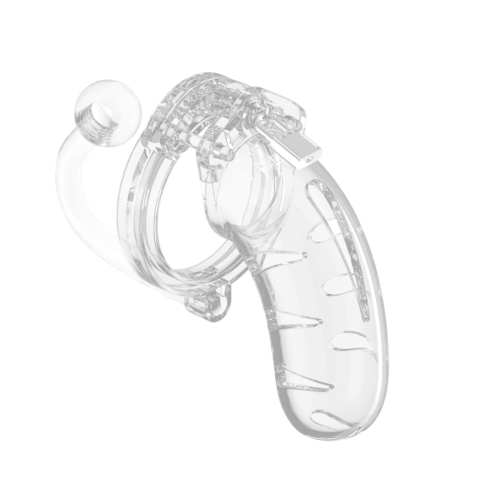 Man Cage 11 Male Cage de chasteté transparente de 4,5 pouces avec plug anal