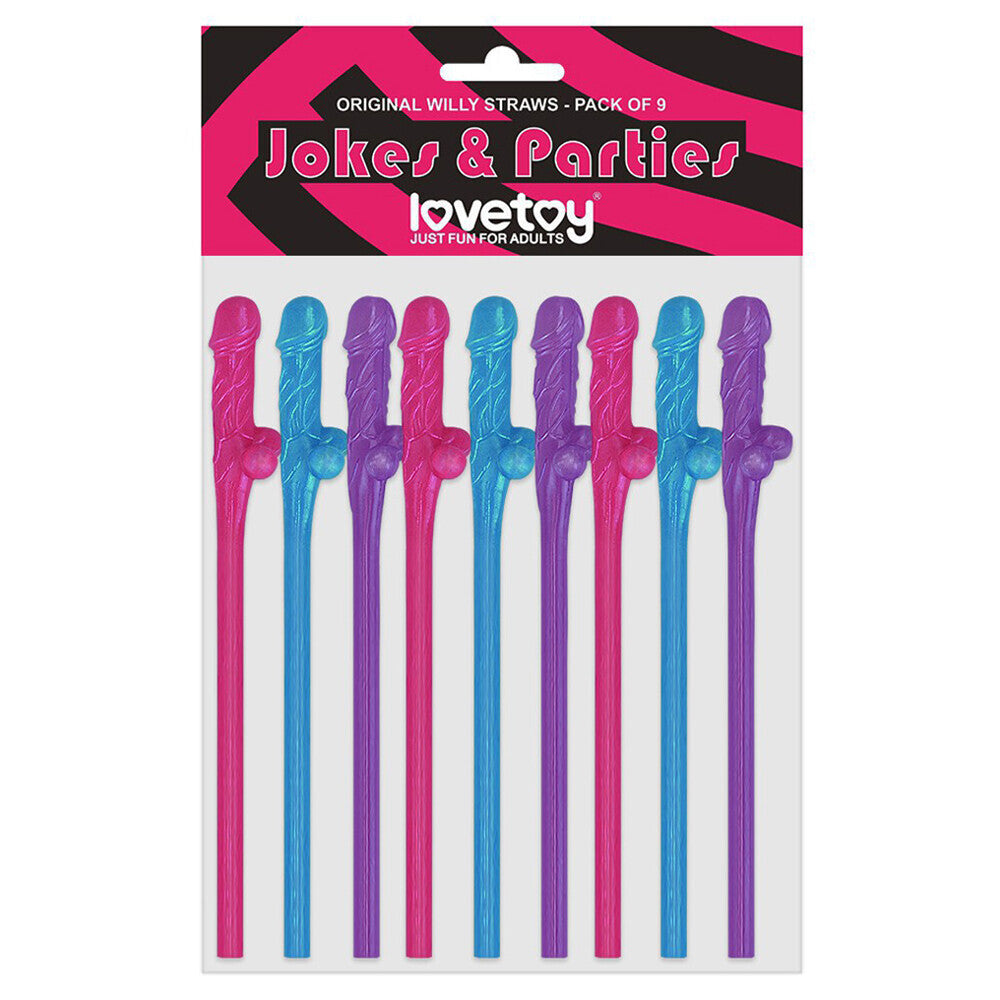 Lovetoy Pack De 9 Pajitas Willy Azul Rosa Y Morado