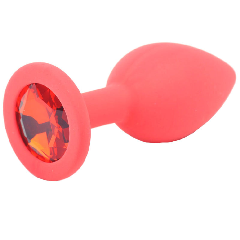 Petit plug anal en silicone rouge avec bijoux