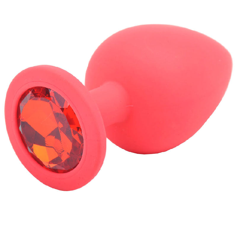 Gros plug anal en silicone rouge avec bijoux