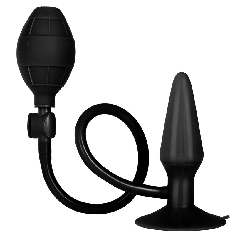 Tapón anal pequeño inflable de silicona Black Booty Call Pumper