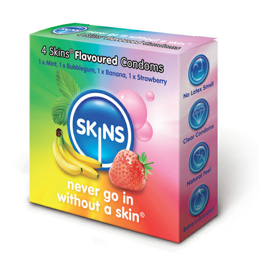 Skins Lot de 4 préservatifs aromatisés