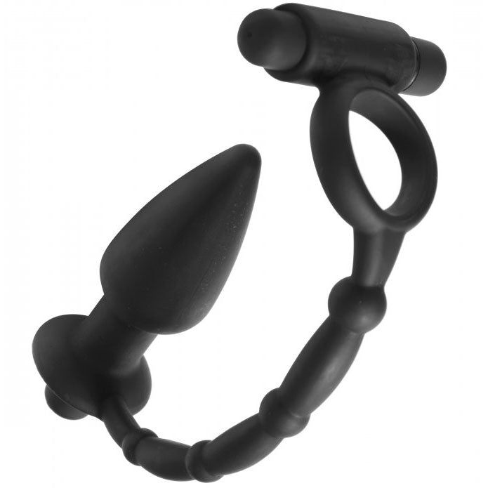 Master Series Viaticus Dual Cock Ring y Anal Plug Vibrador